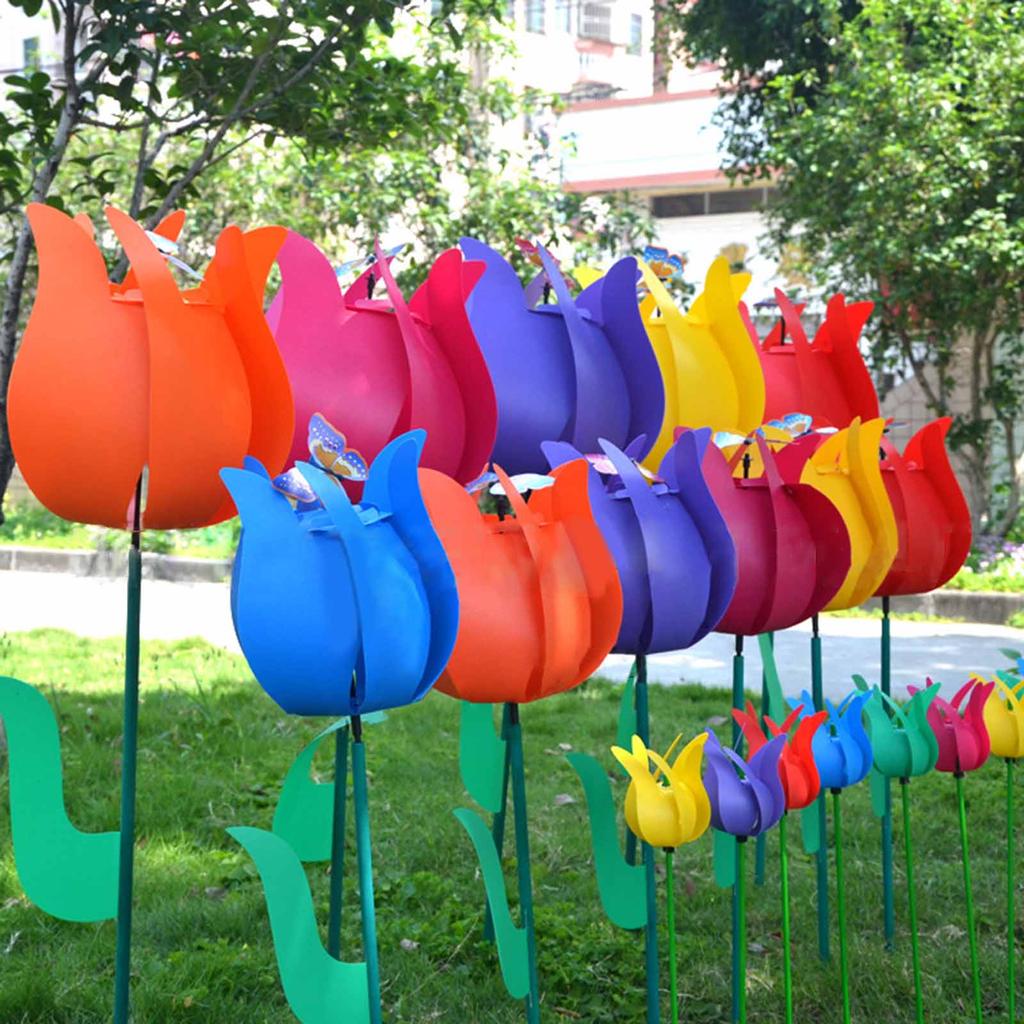 Flower Windmill Playset Toy for Spinners Faux Flower Artificial Windmill Outdoor Decors Pinwheels Yard Adornments