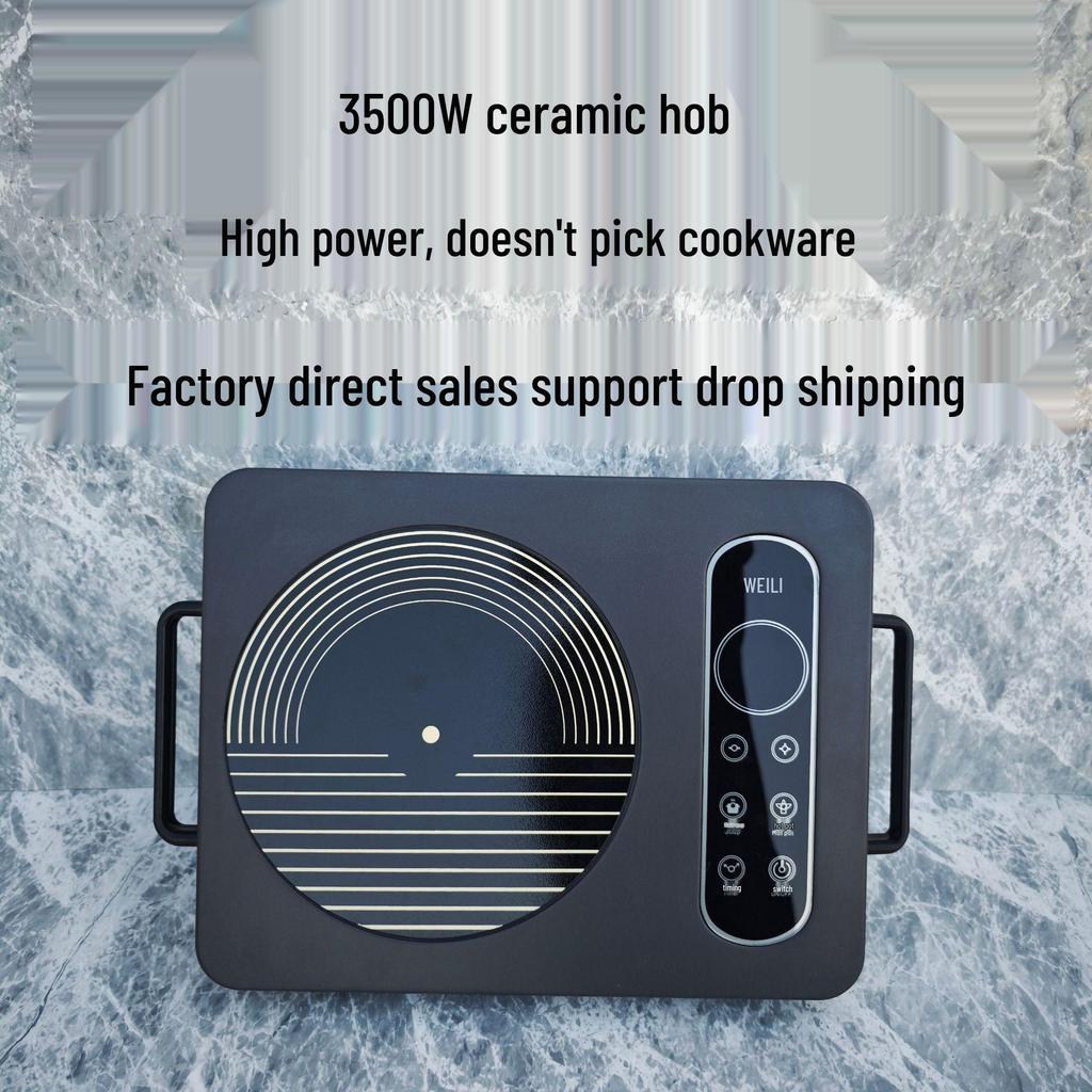 3500W Multifunctional Ceramic Induction Cooktop: High-Power, Adjustable Temperature for Stir-Fry, Grilling & Tea Heating