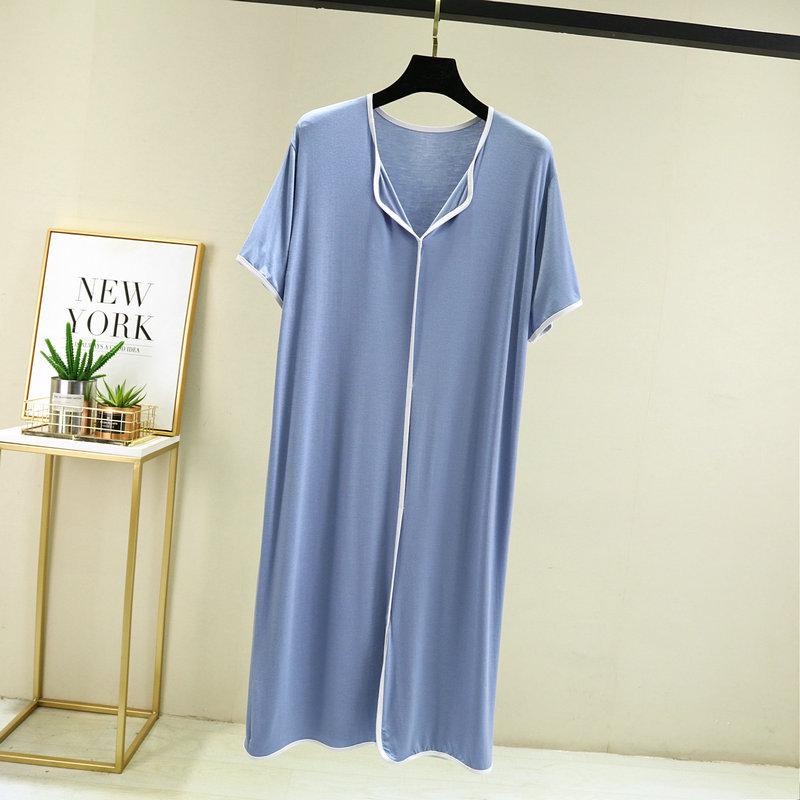Women's Modal Short-Sleeve Summer Nightdress, Loose Fit, Large Size, Belly-Covering Hem, Lightweight Long Skirt.