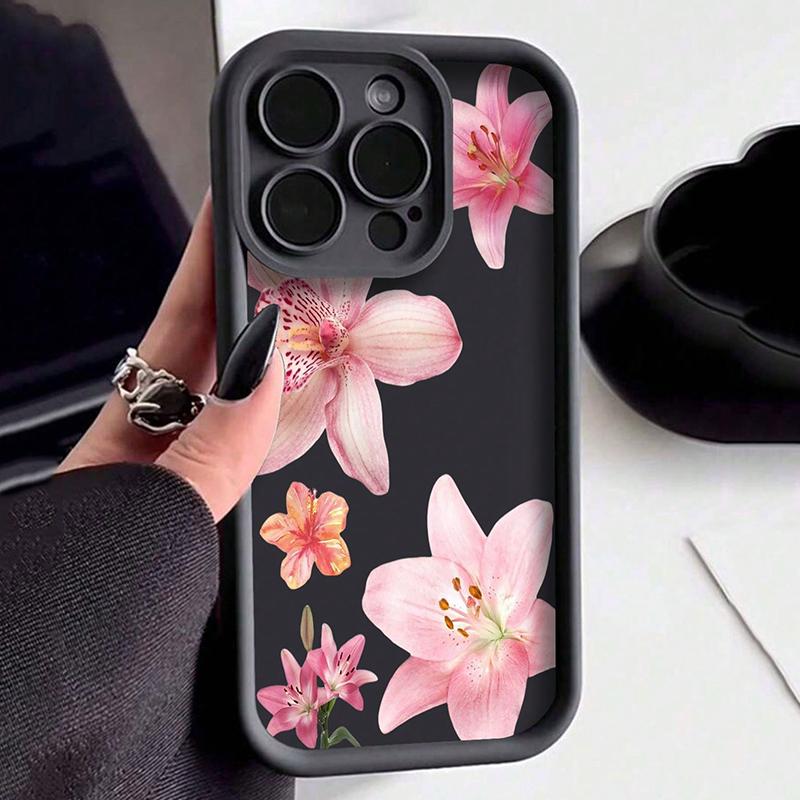 

Minimalist Pink Lily Floral Pattern Phone Case For Xiaomi Poco X7 X6 X5 X3 F5 F6 F7 M6 Pro Shockproof Soft Silicone Bumper Cover Poco M6 Pro 4G
