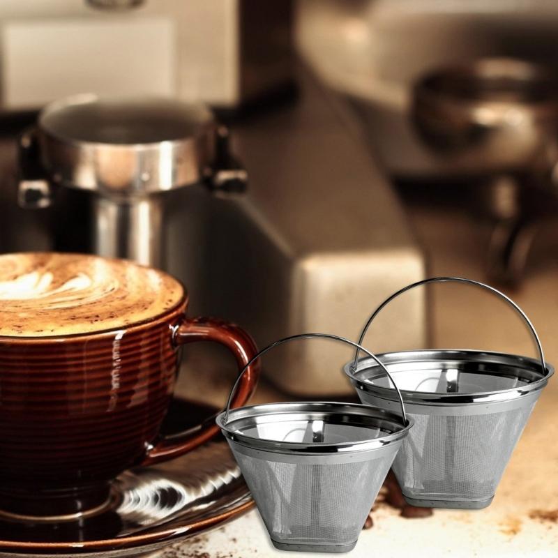 Stainless Steels Coffee Filter Fine Mesh Screen Reusable Cone Shape Strainer for Espresso Coffee Maker Machine Part