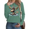 Long Sleeved Tshirt, Christmas Moose,Autumn and Winter Women's Fashionable Commuting Women's Long Sleeved Tshirt