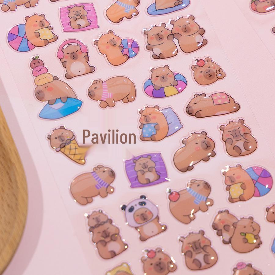 Capybara Crystal 3D Stickers: Cute Animal Rewards for Kids, Journal Decoration, Phone Accessories