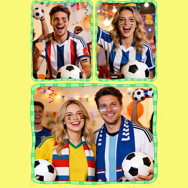 Football Sports Match National Flag Stickers Football Fans Cheer and Assist for Soccer Players,Face Arm Body Temporary Tattoos