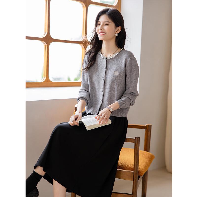 Mocana Women's Elegant Knit Cardigan & Mid-Length Dress Set