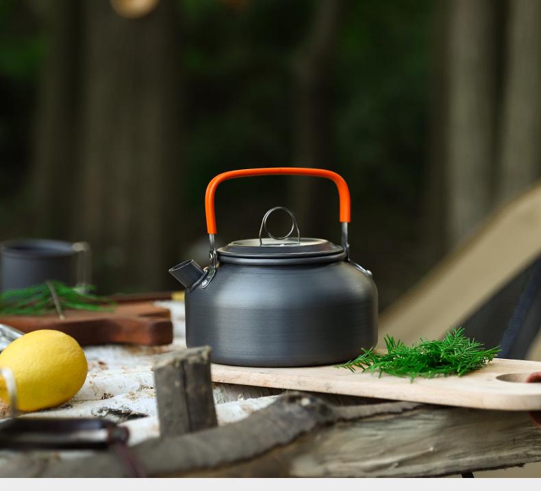 Portable Camping Cookware Set for 2-3 People - Includes Cookware, Teapot, and Utensils (DS-308)