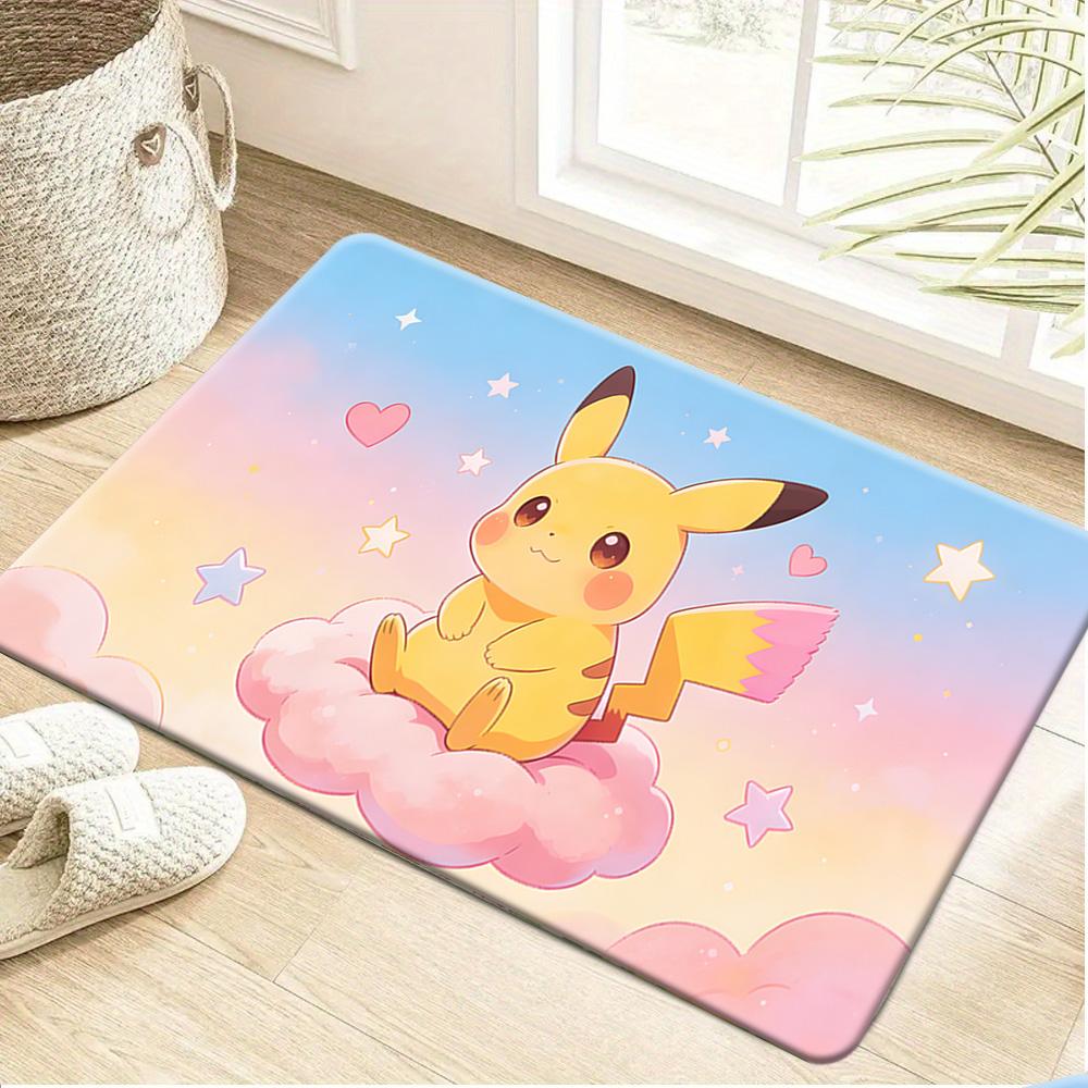 Pokemon DJ Pikachu Purple Graffiti Style Non-slip Doormat, Soft Absorbent Floor Rug for Home Decor 40x60cm