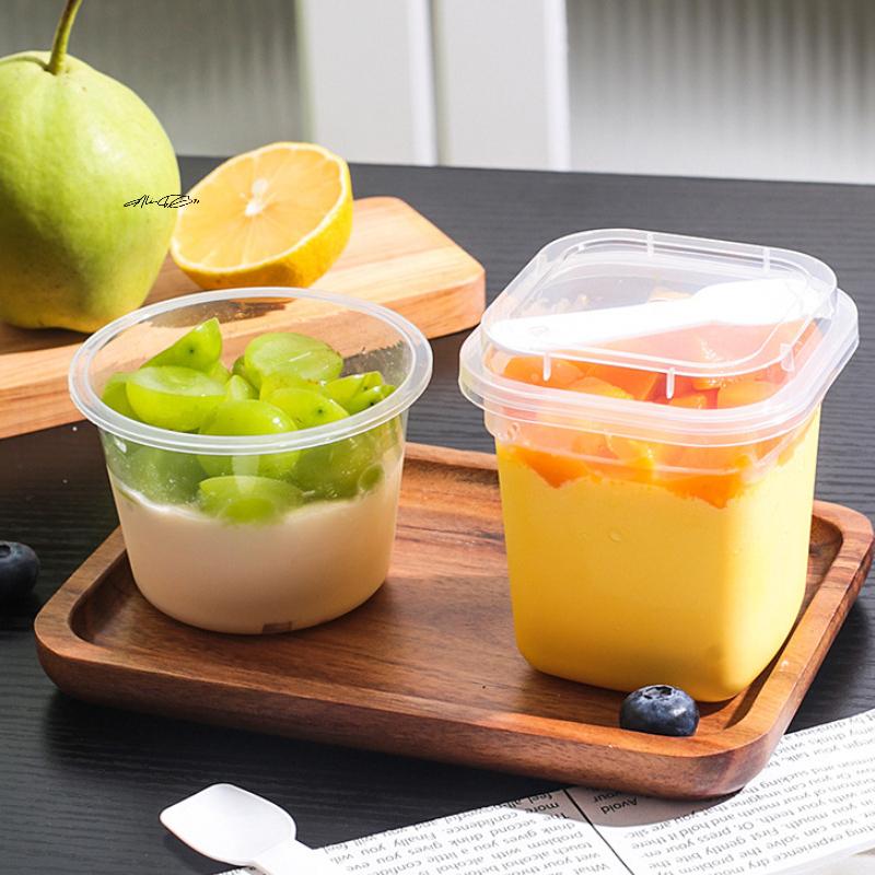 20Pcs Dessert Cups Set 220/280ml Plastic Pudding Cups With Lids And Spoons For Cake Jelly Yogurt Appetizer Dessert Baking Cups