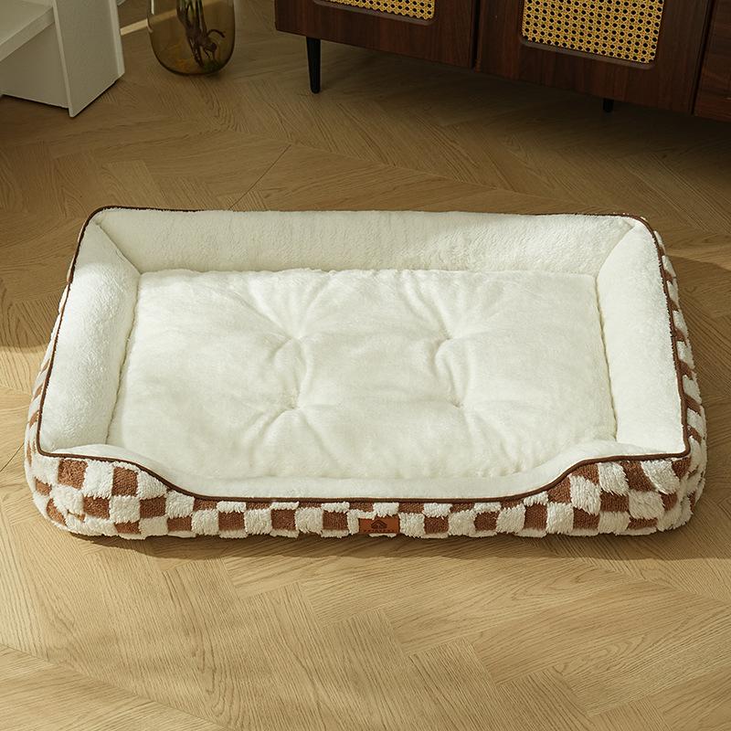 

Winter Rectangle Dog Bed,Orthopedic Dog Bed,Warming Soft Calming Sleeping Puppy Bed Durable Pet Bed with Anti-Slip Bottom M коричневий