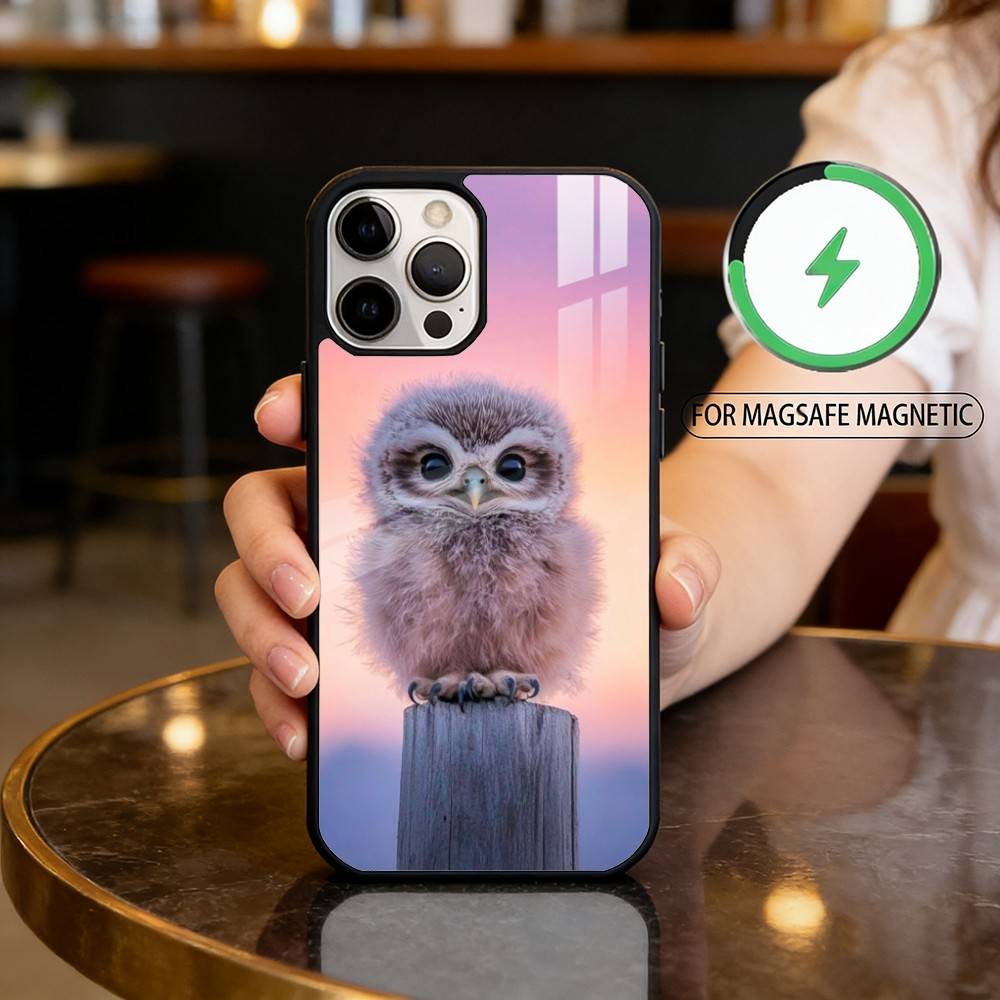 C-Cute A-Animal O-Owl Phone Case For iPhone17,16,15,14,13,12,11 Plus,Pro Max Magnetic For Magsafe Wireless Charging
