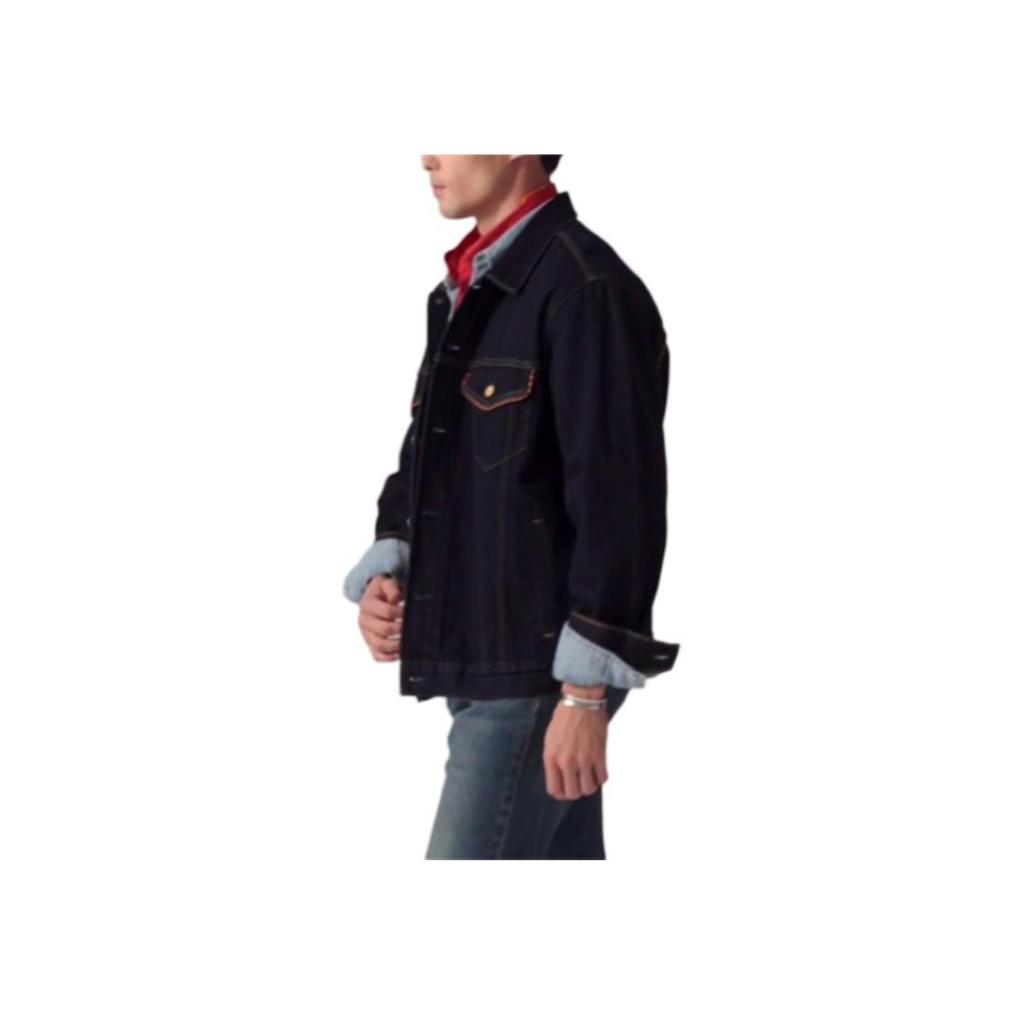 Giacca di jeans da uomo Levis SS25 Edizione Limitata Capodanno Design a doppia tasca Chiusura con bottoni giacche Blu scuro 003ZN-0000