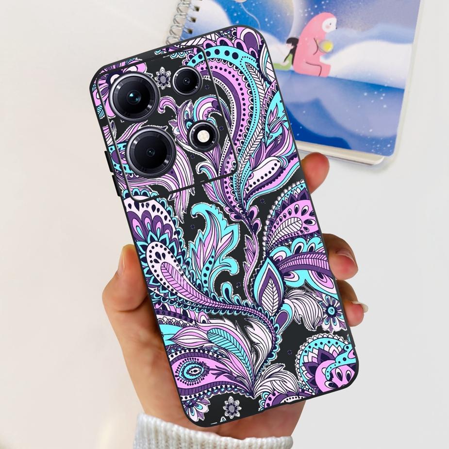 For Infinix Note 30i Case X6716 Stylish Cat Flowers Painted Cover Soft Silicone Phone Case For Infinix Note 30 Pro Note30 Bumper