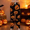 Men's Halloween Printed Drawstring Lounge Pants Casual Relaxed Fit Sleepwear with Pumpkin and Bat Pattern for Home and