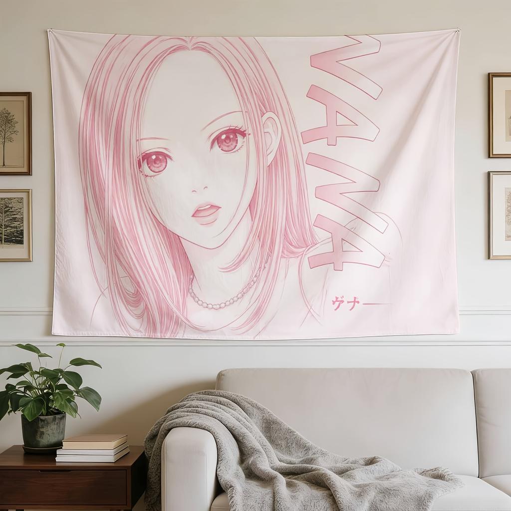 1 Stück Pastellrosa Anime Wandteppich zum Aufhängen - Manga Poster Geeignet für Schlafsaal Dekoration, Horizontales Wandpaneel für enge Räume
