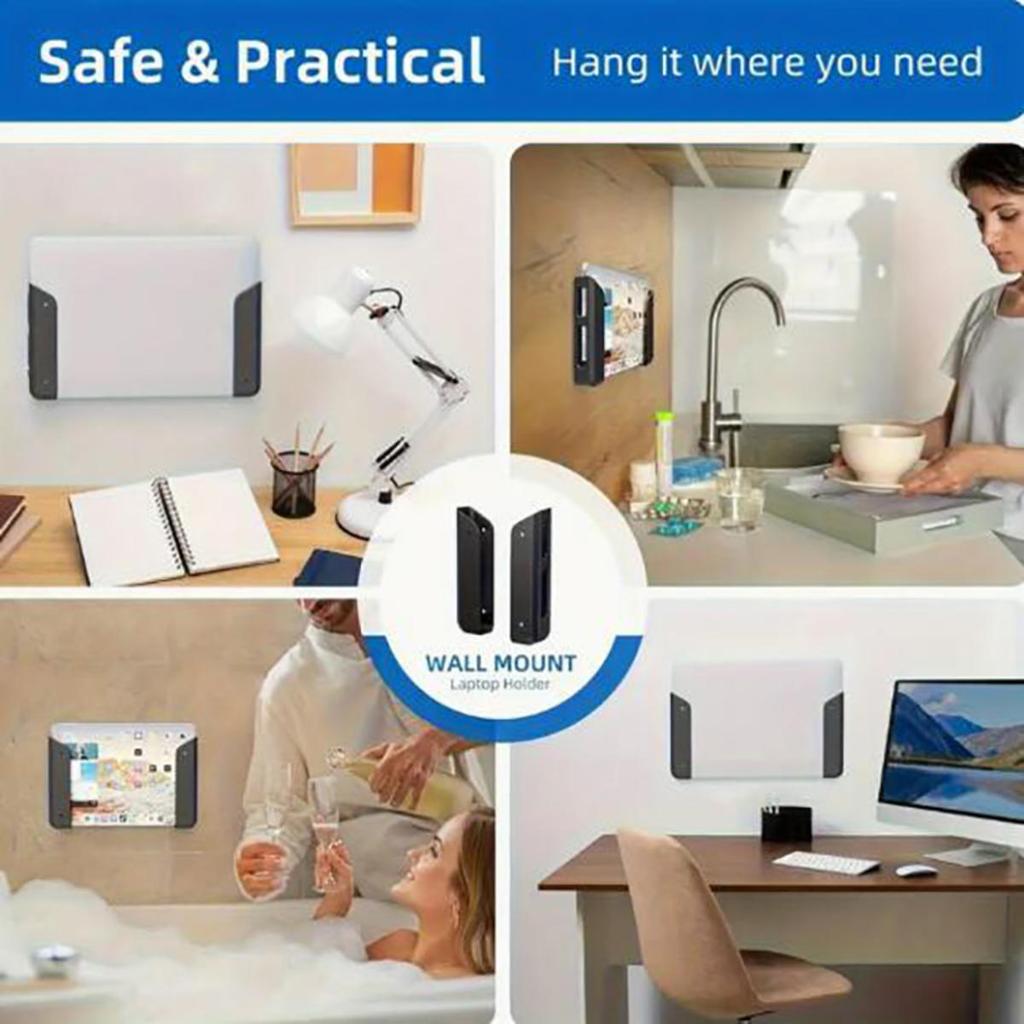 With Anti Scratch Protection Pads Laptop Mount Holder Adjustable Wall Mount Notebook Bracket Space Saving Under Desk Mount