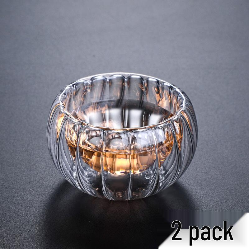 Double-Layer Heat-Resistant Glass Tea Cup with Handle for Kung Fu Tea