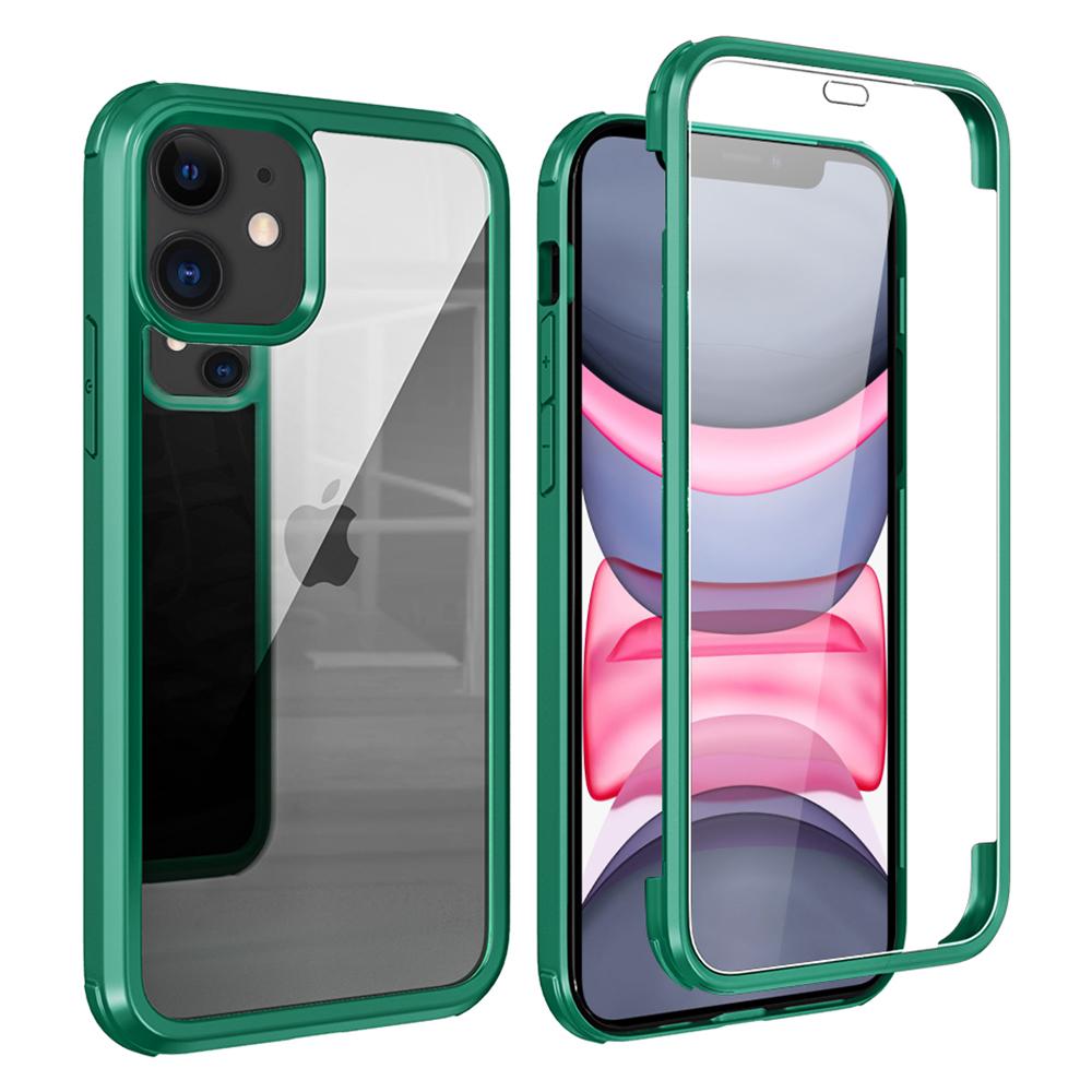 

Прозрачный чехол для iPhone 11 с двухсторонним закаленным стеклом + силиконовой рамкой, защитная крышка Midnight Green