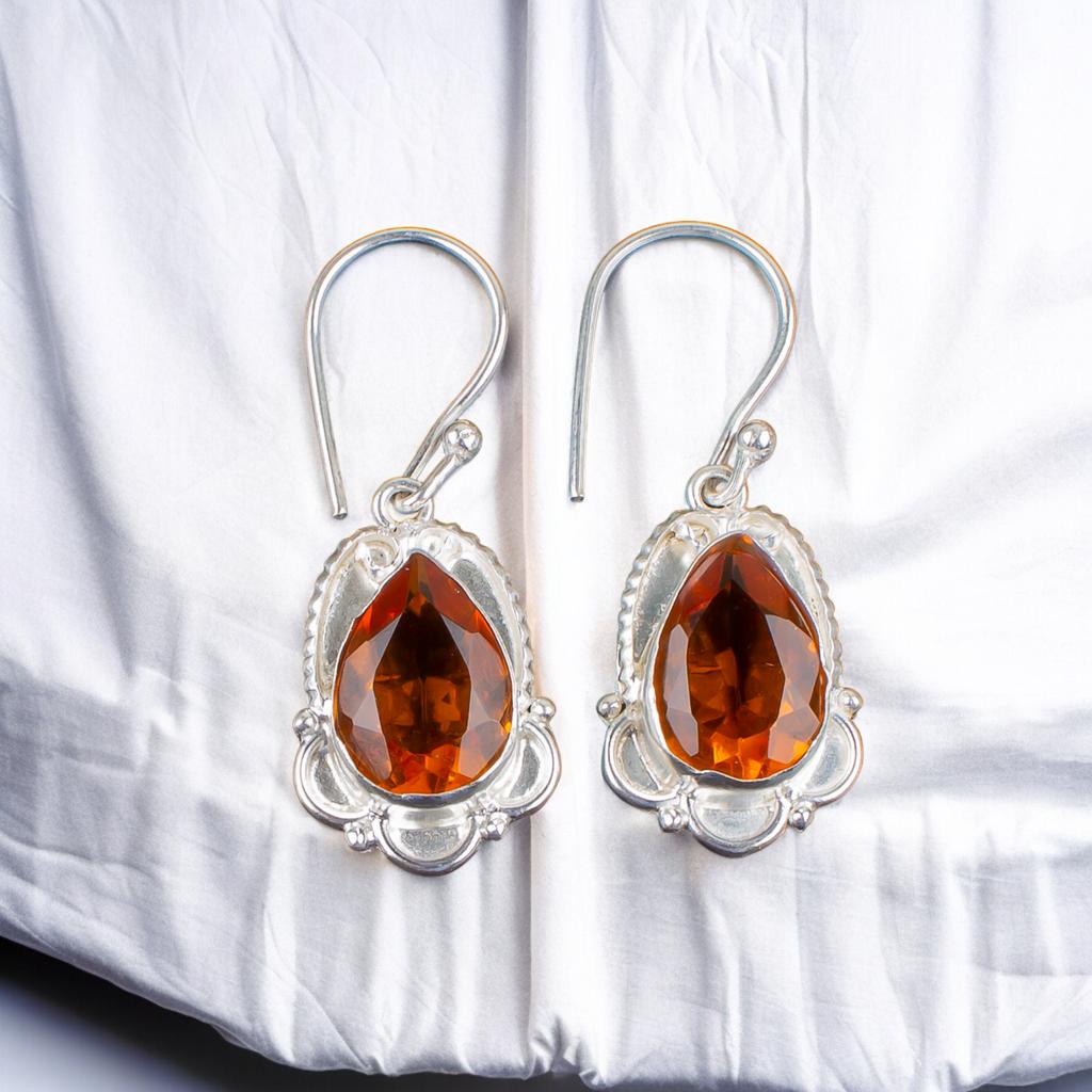 Original Citrine Gemstone 925 Sterling Silver Designer Jewelry Earrings For Wife EE-41-1