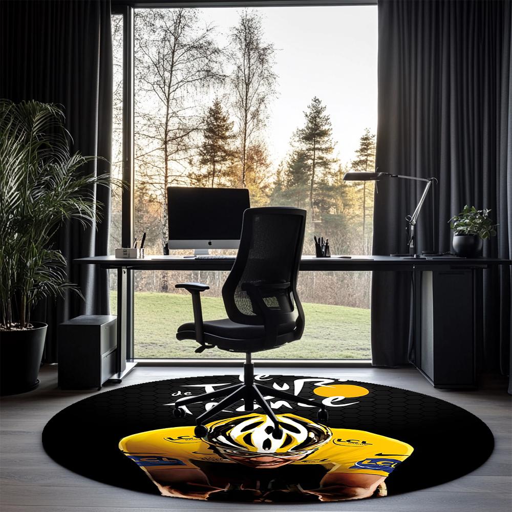 Tour de France Printed Round Rug Carpet Chair Rug Area Rug Entryway Doormats,for Office Chair Living Room Bedroom Kitchen Room.
