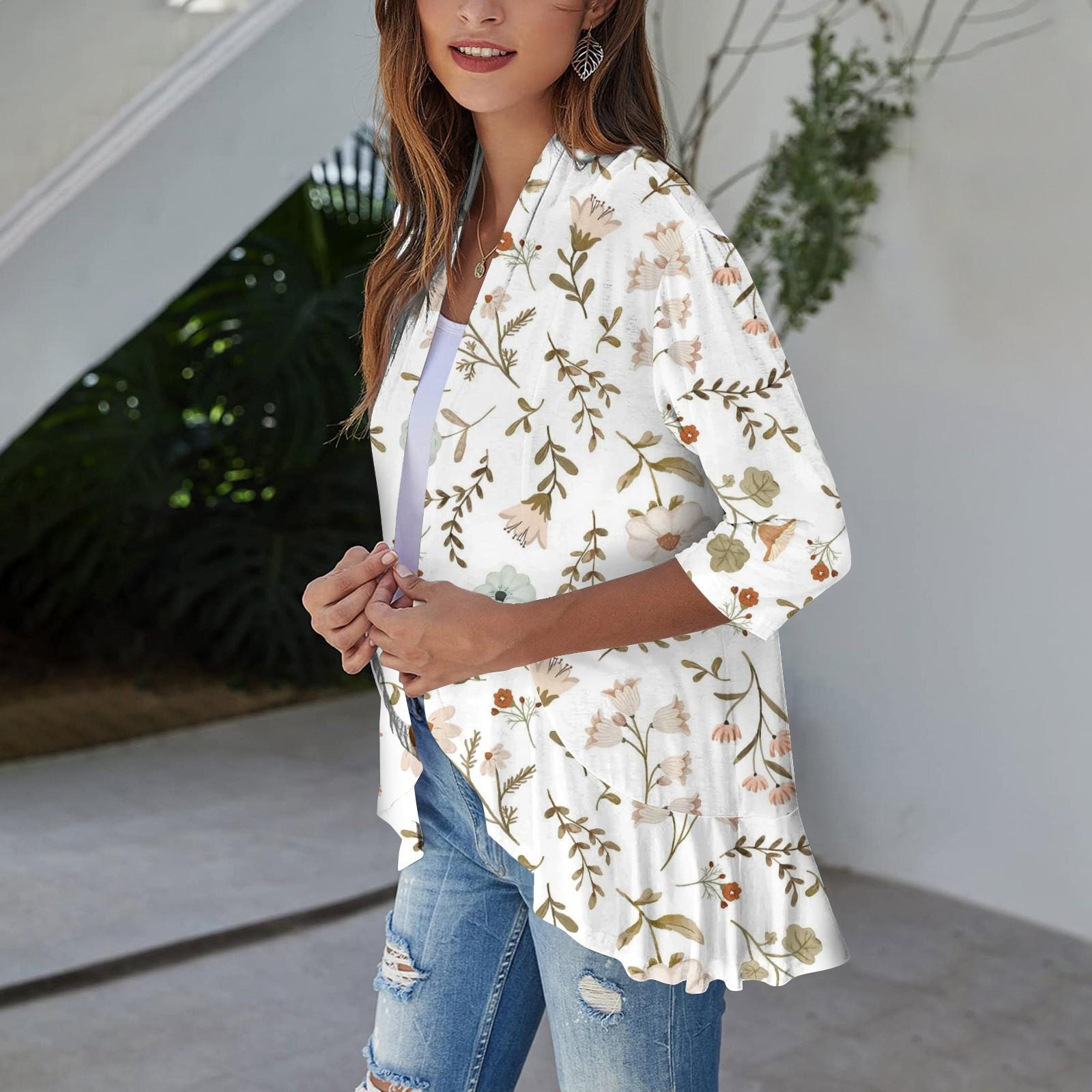 

Женский легкий и тонкий топ с рукавом 3/4 в стиле ретро, ​​легкая куртка-кардиган XL белый