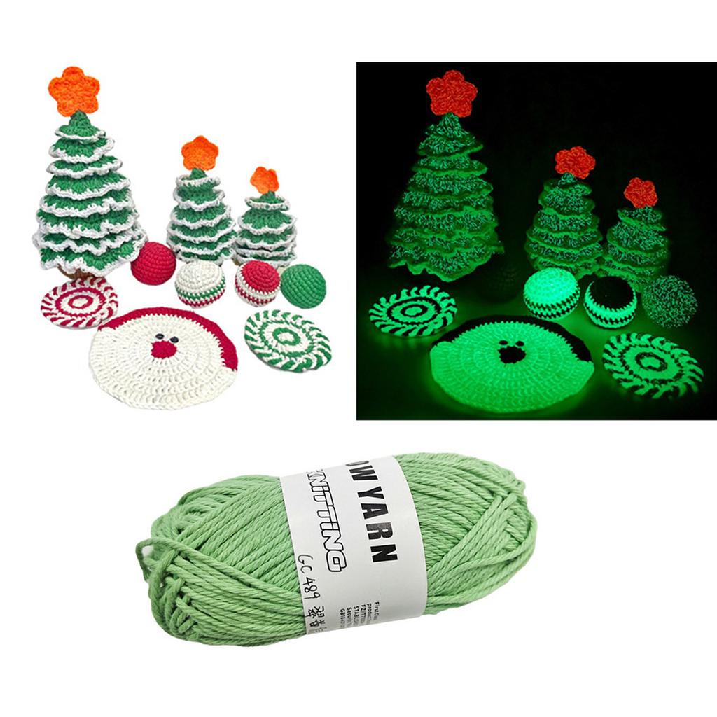 2 Rolls Luminous Crochet Yarn for Crocheting DIY Knitting Bag Toy Crafts 49 yard/Roll Glow Yarn Polyester Yarn Thread