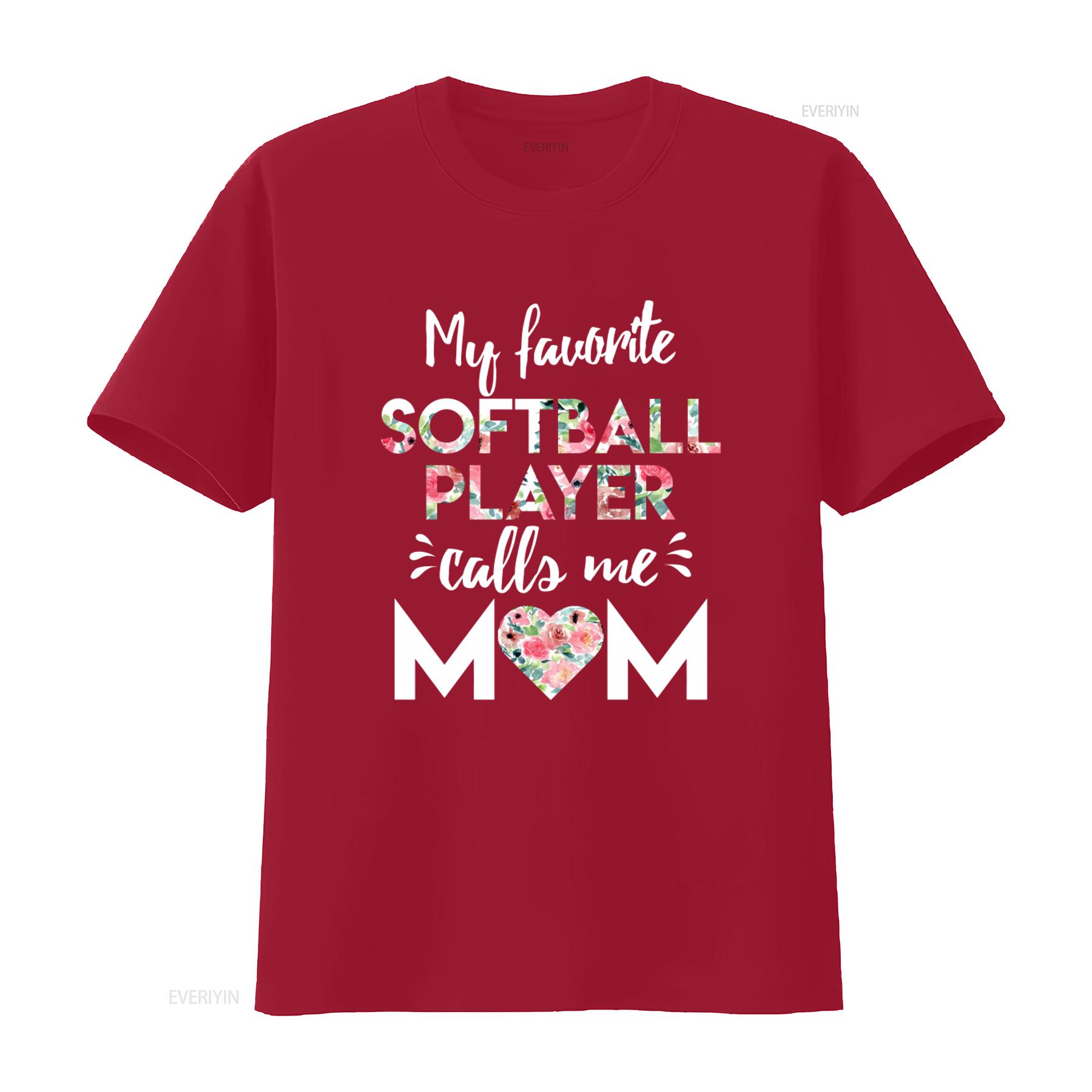

My Favorite Softball Player Calls Me Mom T Shirt Game Day For Mama Fun Floral Print vintage Washed Stretched graphic S