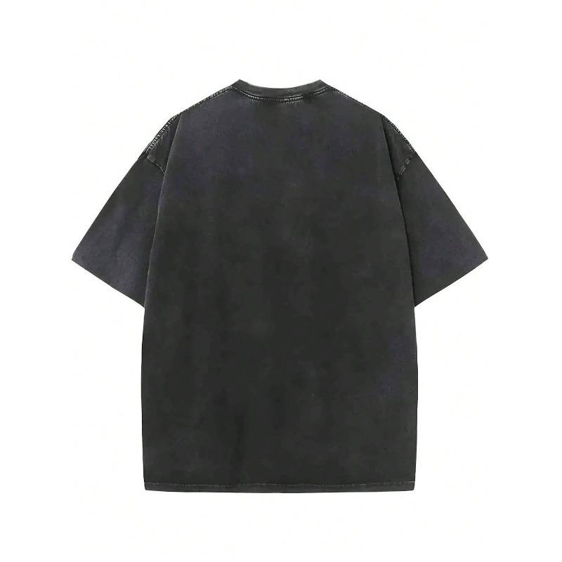 Men's Washed Cotton T-Shirt Short Sleeve Double Sided Print Graphic Tee Religion Inspired Streetwear Fashion Trendy Loose Fit Casual Top Vintage Look