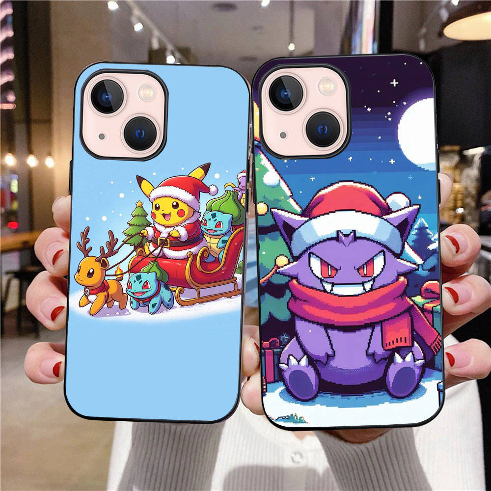 B-74 Christmas Pokemon Black Case for OPPO A5 A9 A15 A16 A55 A94 A95 A96 Reno 6 7 8 10 5G Realme 7I 8I C30 C31 VIVO V23E V25 V27 Pro Y20S Y17S