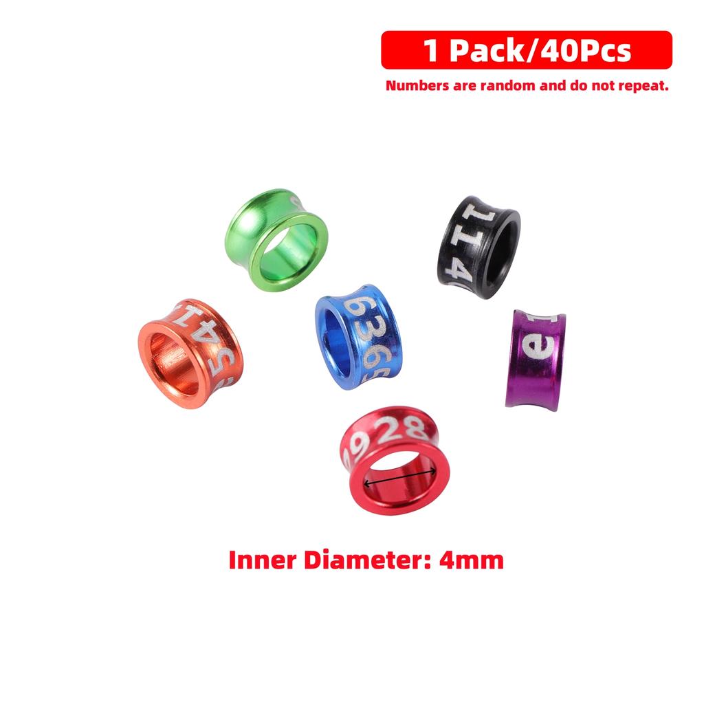 1Pack/40Pcs Digital Bird Foot Rings Inner Diameter 4mm/4.7mm Aluminum Pigeon Parrot Identification Rings Random Number Mix Color