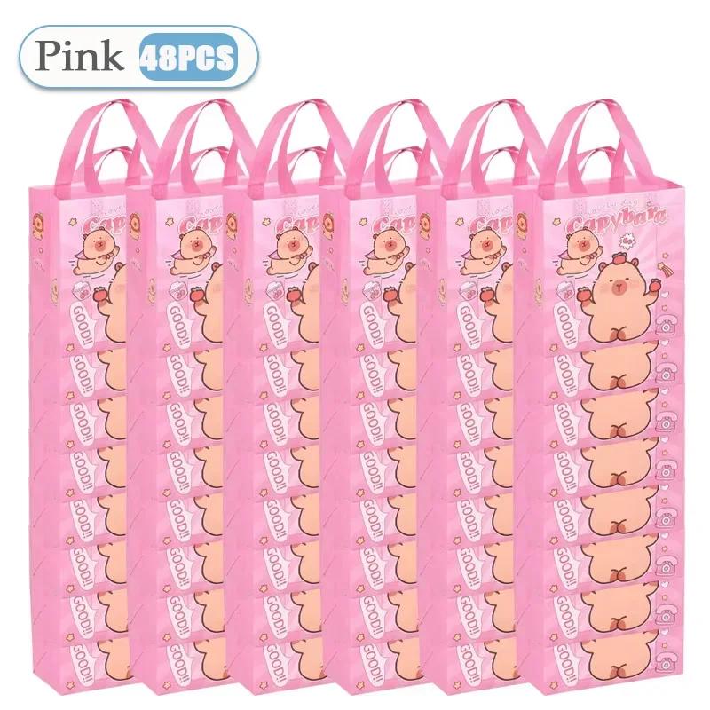 12-48PCS Cute Cartoon Capybara Tote Bag Non-Woven Fabrics Candy Gift Bag Portable Handbag Foldable Shopping Bag Party Supplies