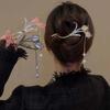 New Retro Tulip Tassel Twisted Clip for Women Fashion Elegant Opal Stone Ponytail Hairpin One Line Clip Hair Accessories
