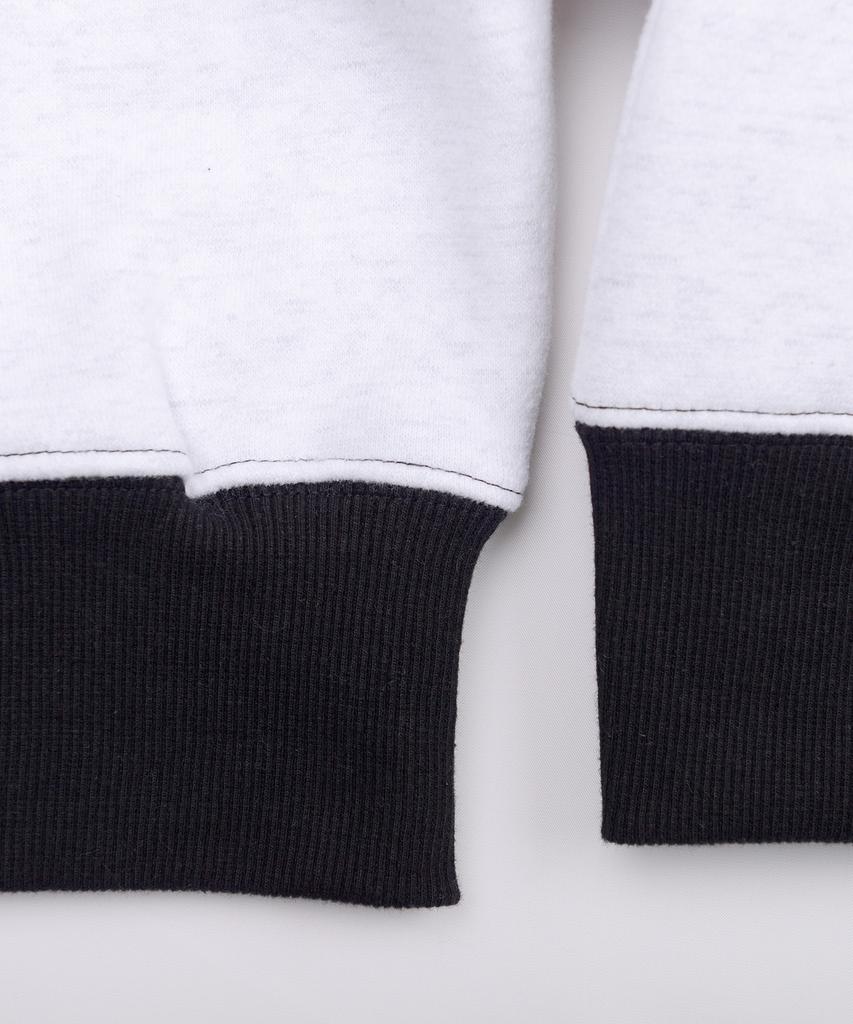 PEACE MAKER Official Stitch Crop Sweatshirts (White Melange)