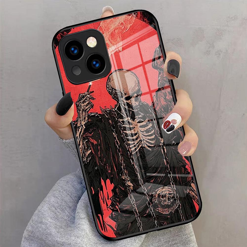 S-Skull S-Skeleton Grim Reaper Phone Case For IPhone 17 Pro Max 16 15 14 Pro Max 13 11 X Xs Xr 8 7Plus Glass Cover