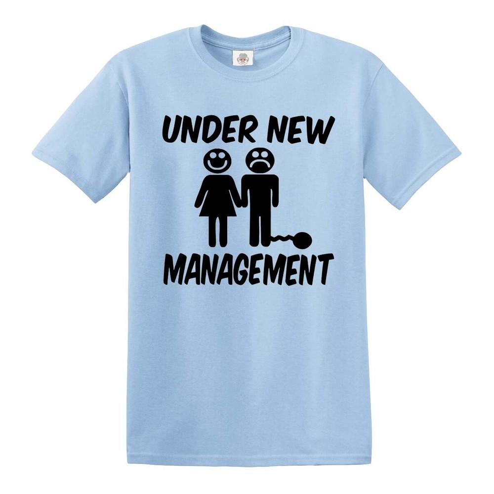 Under new management tshirt mens funny wedding husband groom gift tee top 2XL