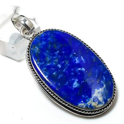 Natural Lapis Lazuli Gemstone 925 Sterling Silver Jewelry Pendant 2.40" P5J71