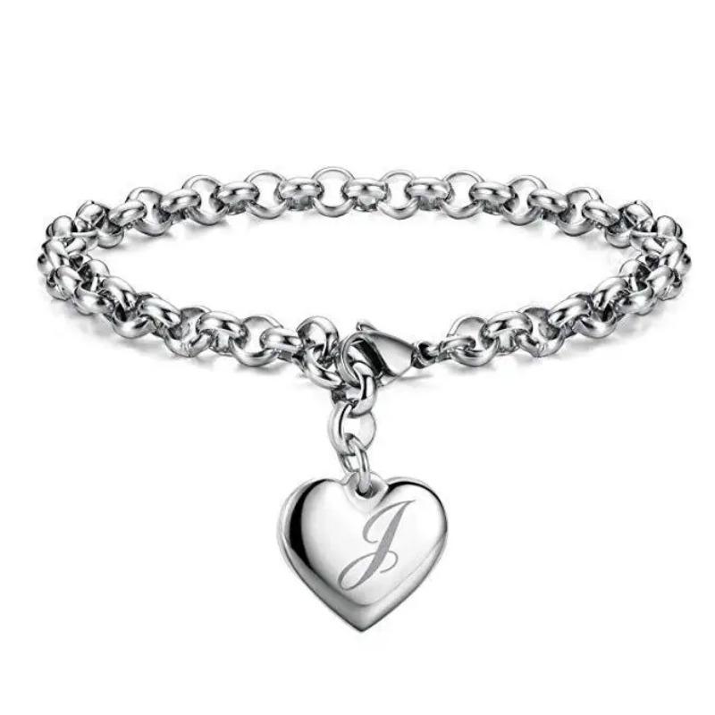 925 Sterlingsilber edles Herz 26 Buchstaben Kettenarmbänder für Frauen Mode Party Hochzeit Schmuck Geschenke