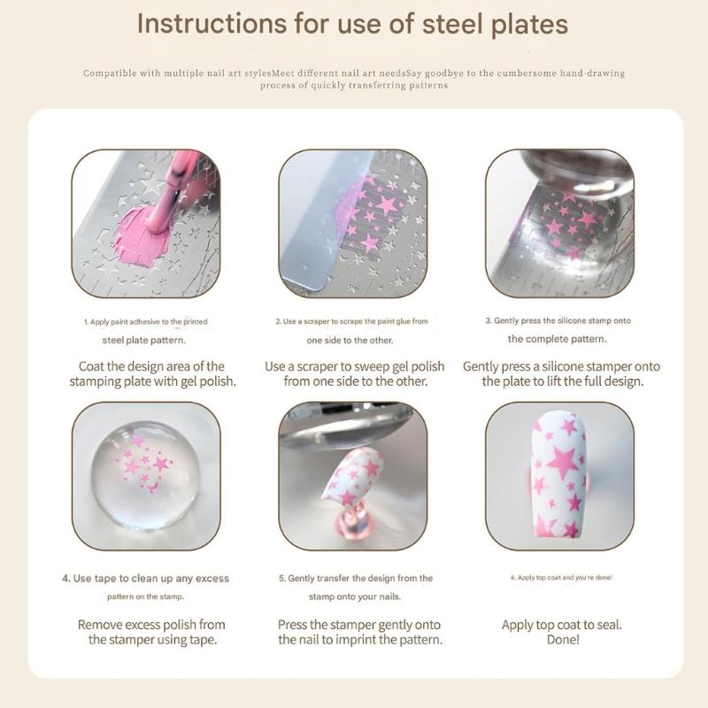Stainless Steel Manicure Stamp Plate with Smooth Surfaces Ensuring Safety Metal Texture for Kids and Creative Activity