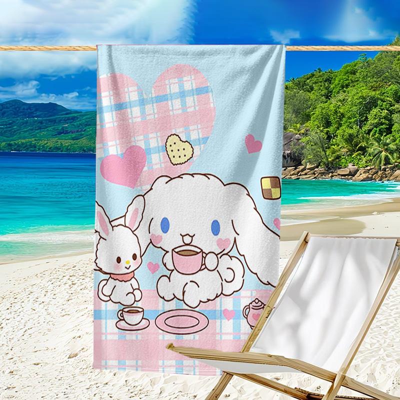 1pc Sanrio Cinnamoroll4 Beach Towel, Beach and Seaside Swimming Pool Equipment, Fashion Pattern, Rectangular, Travel Essentials