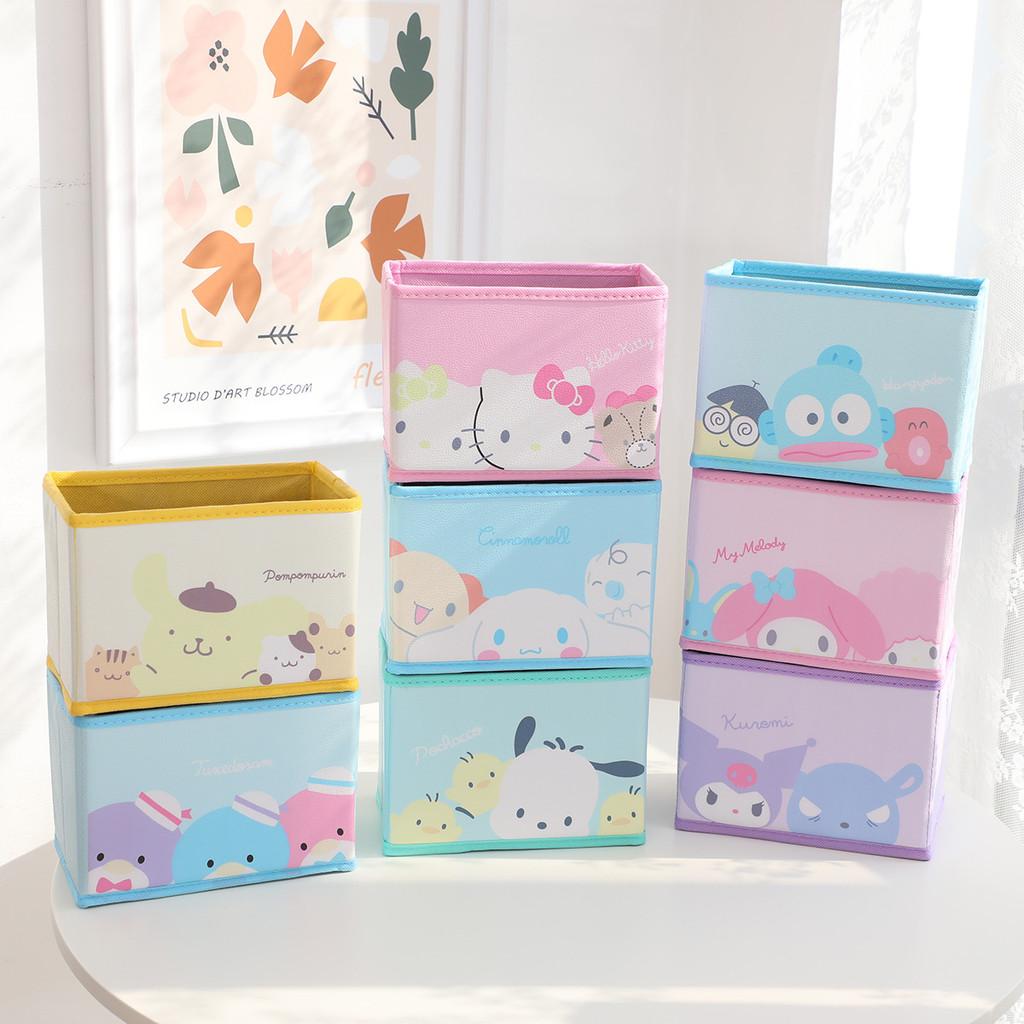 Hello Kitty Kuromi Cinnamoroll My Melody Pattern Foldable Desktop Storage Box For Makeup And Office Supplies