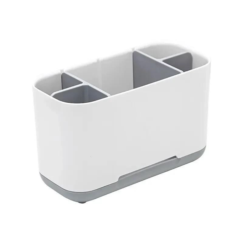 

Подставка для хранения зубной пасты и зубных щеток, настольный органайзер для бритвы и кистей для макияжа, съемный разделитель, дренажная подставка для хранения серый