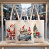 1-5PCS Christmas Shoulder Tote Bag for Women Reusable Zipper Lunch Bag Grocery Shopping Tote Holiday Gift Eco Friendly Carry
