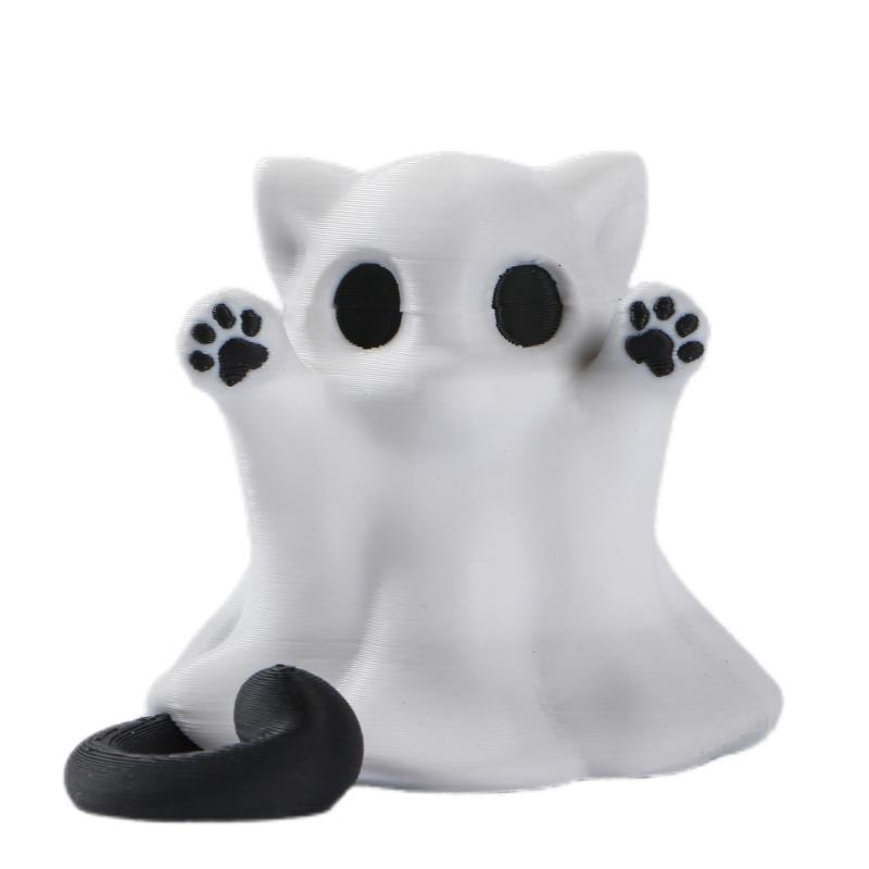 3D Printed Toy Halloween Cute White Ghost Party Model Desktop Fun Little Ornament