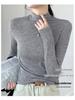 Women's Soft & Fluffy Cashmere Long-Sleeve Base Shirt with Half-High Collar for Spring, Autumn & Winter - Warm Fleece Inner Wear.