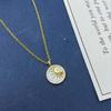 Exquisite S925 Sterling Silver Sun Necklace with Gold-Plated Freshwater Mother-of-Pearl