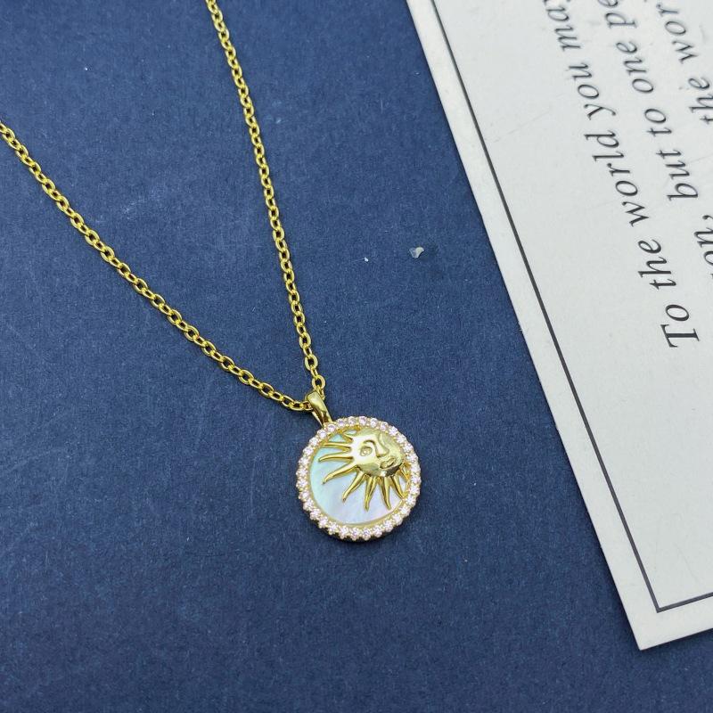 Exquisite S925 Sterling Silver Sun Necklace with Gold-Plated Freshwater Mother-of-Pearl