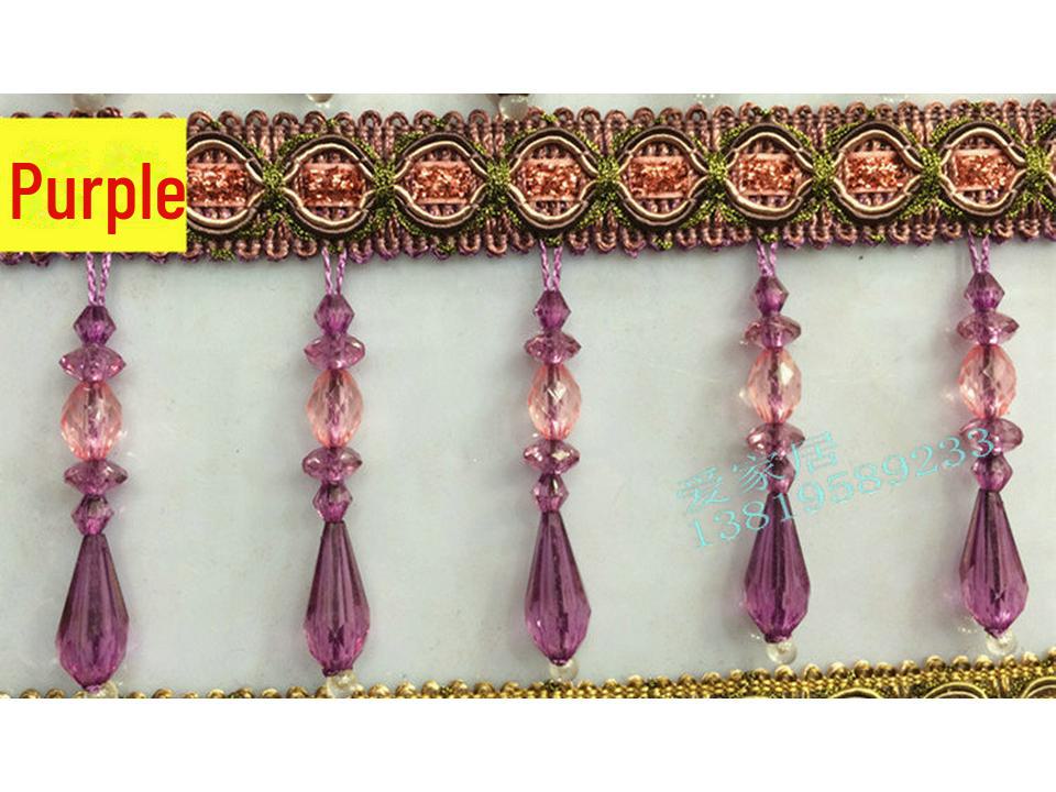 Europeisk tofsfrans med kristallpärlor för gardindekoration