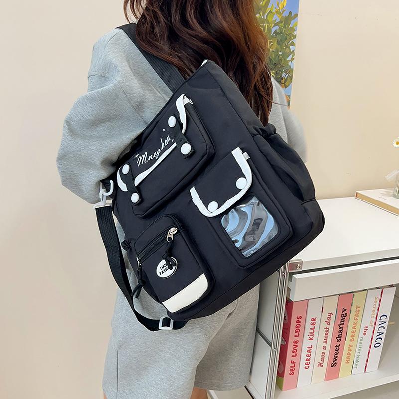 College Style Female College Student Version Largecapacity Contrasting Color Computer Tote Bag Lightweight Shoulder Messenger Bag Leisure Bag