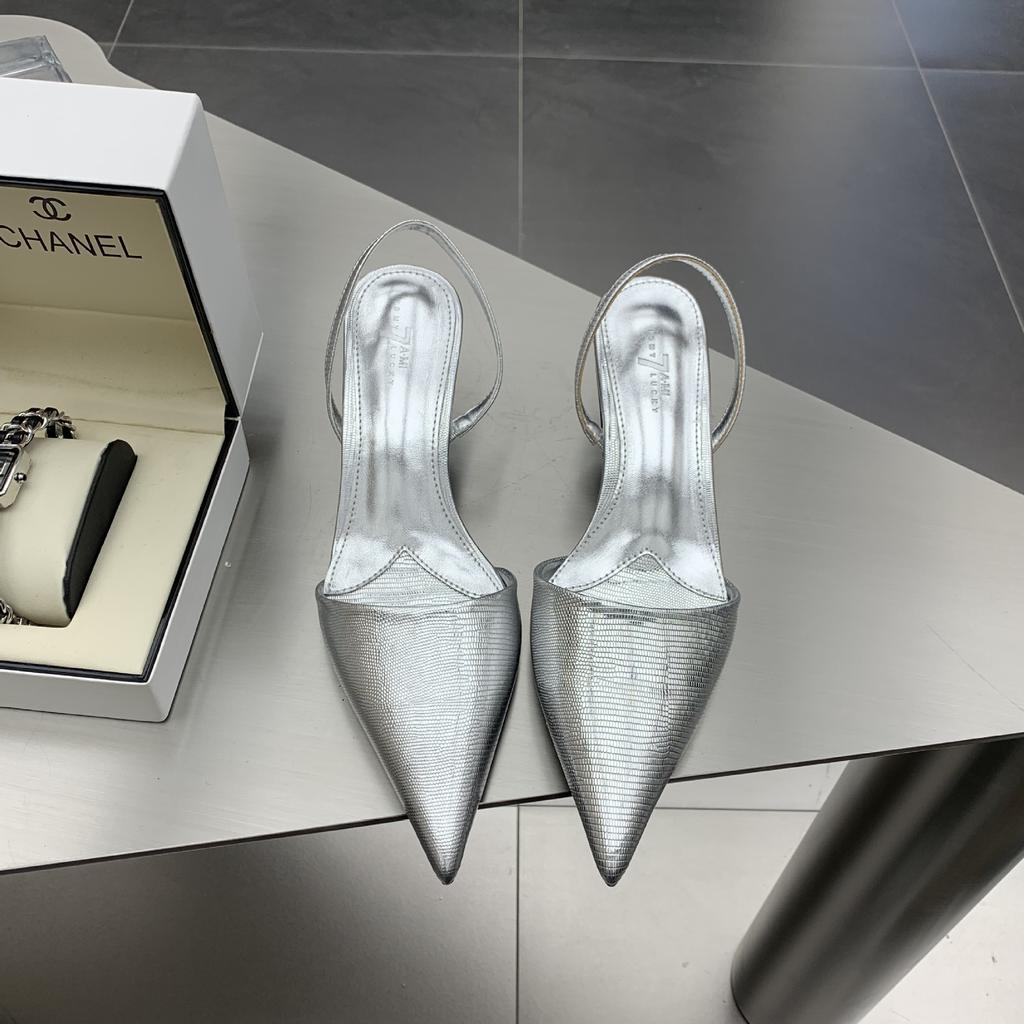 Low-heeled Sandals, New Fashion Bag Head, Thin-heeled Sandals, Women's Pointed Back Empty Shallow Mouth Women's Shoes