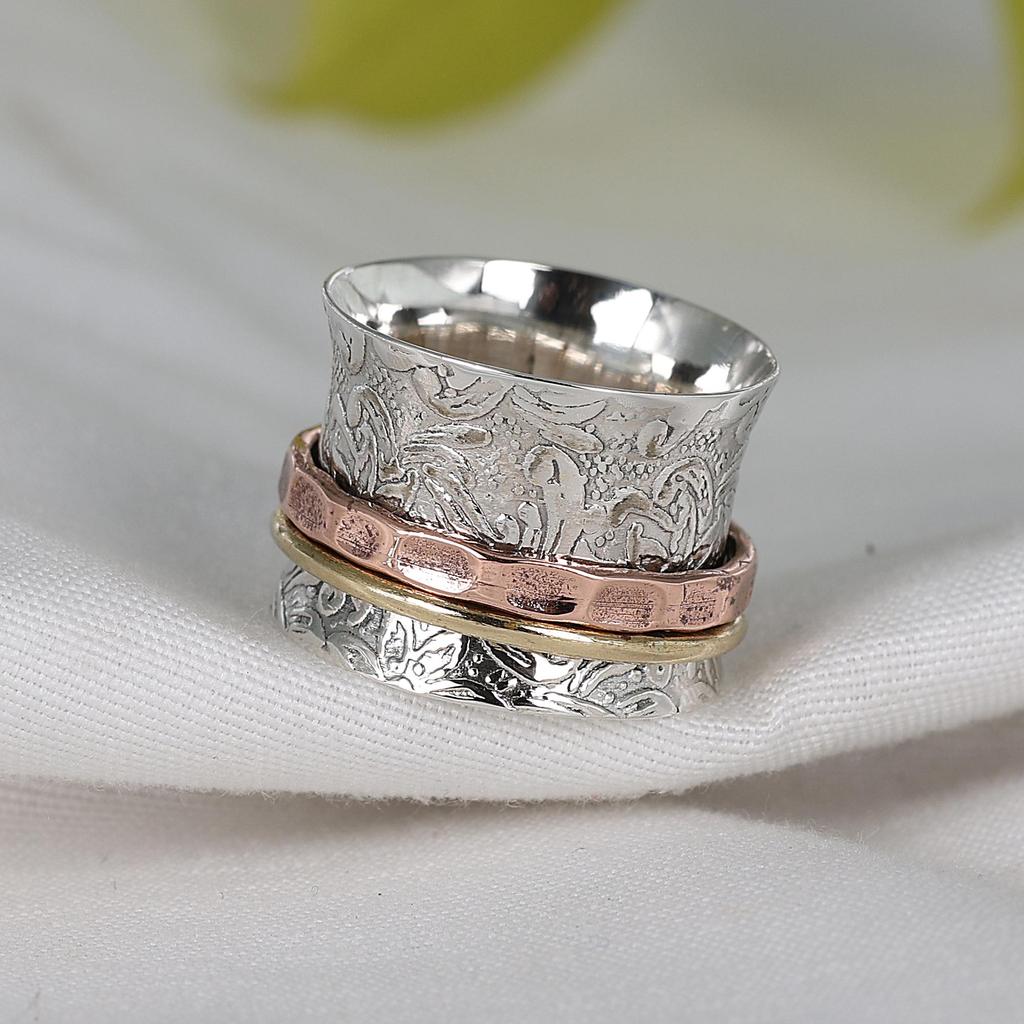 Black Onyx Spinner Ring, 925 Sterling Silver, Handmade Ring, Anxiety Ring, Healing Jewelry