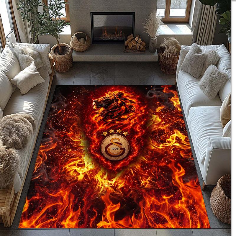 Tappeto Morbido Antiscivolo per Interni con Motivo Calcio Galatasaray FC Tappetino Decorativo Sportivo per Camera da Letto